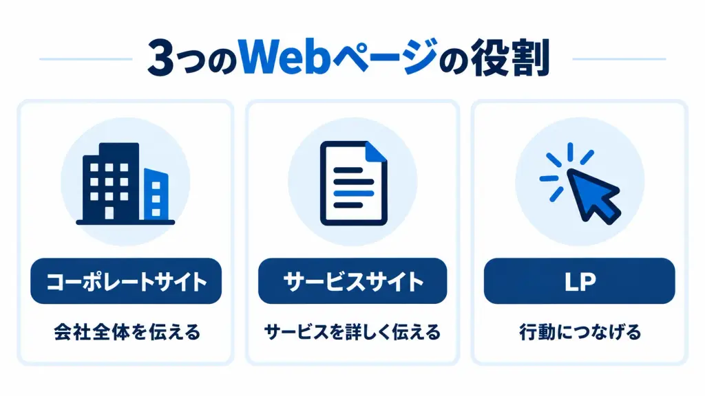 3つのWebページの役割